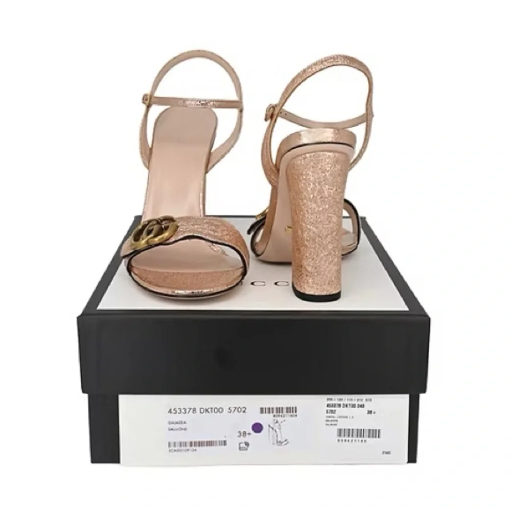 Gucci Double G Marmont Rose Gold Galassia Salmone Sandals (38.5/8.5) - Picture 3 of 6